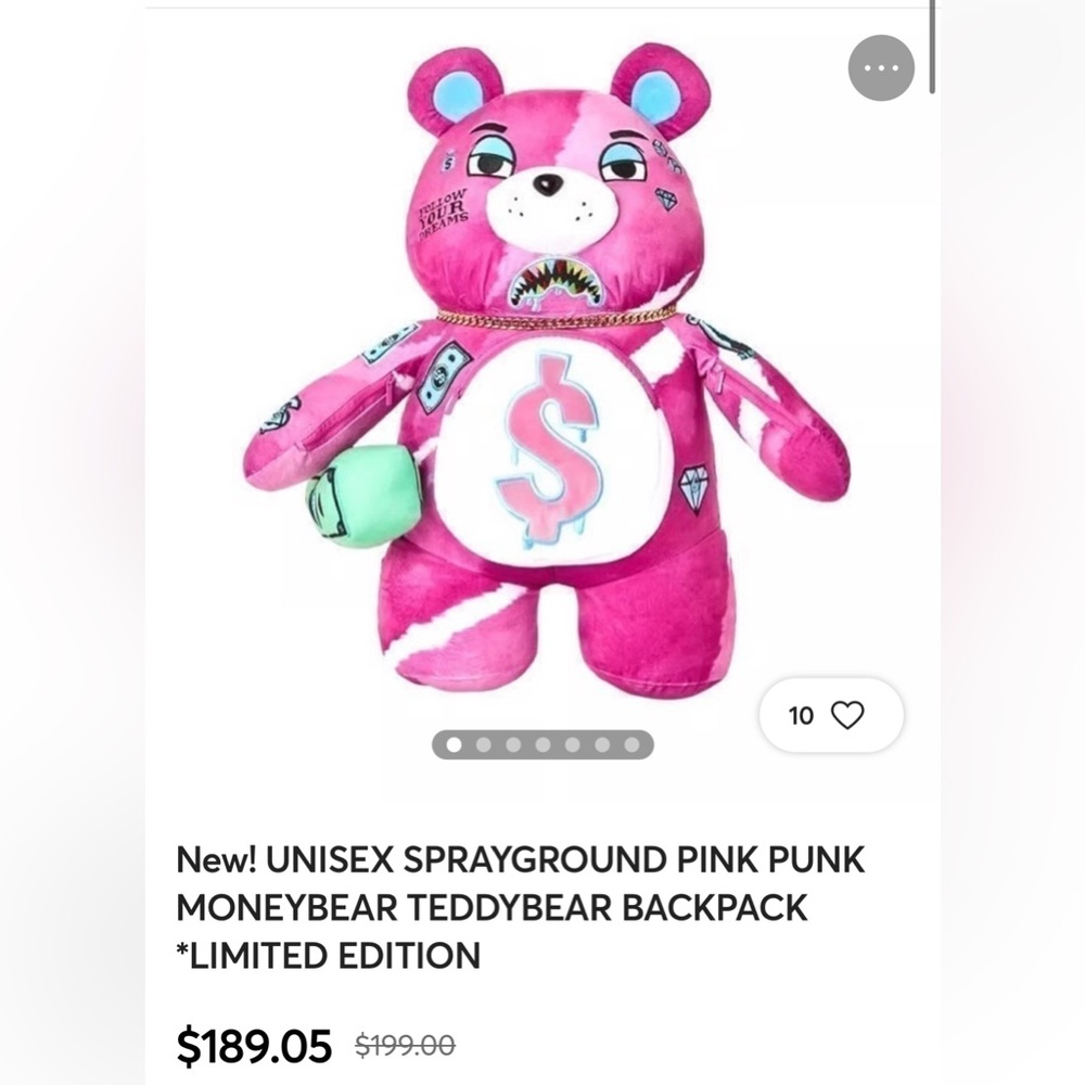 Sprayground Pink Punk MoneyBear Teddybear Backpack